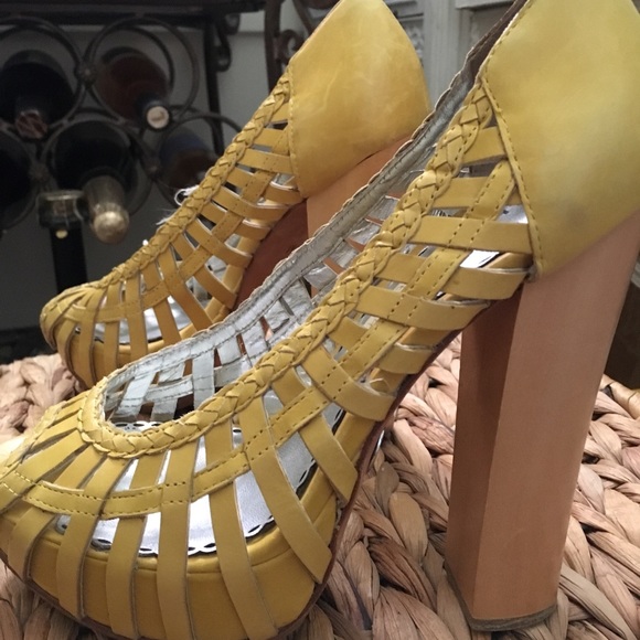 bebe Shoes - BEBE Yellow Platform Leather Shoes